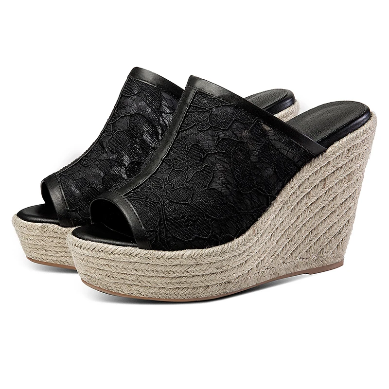 Women's genuine leathe bordered lace wedge platform sandals high heel open summer slides ladies comfort sandalias mules shoes
Women's genuine leathe bordered lace wedge platform sandals high heel open summer slides ladies comfort sandalias mules shoes