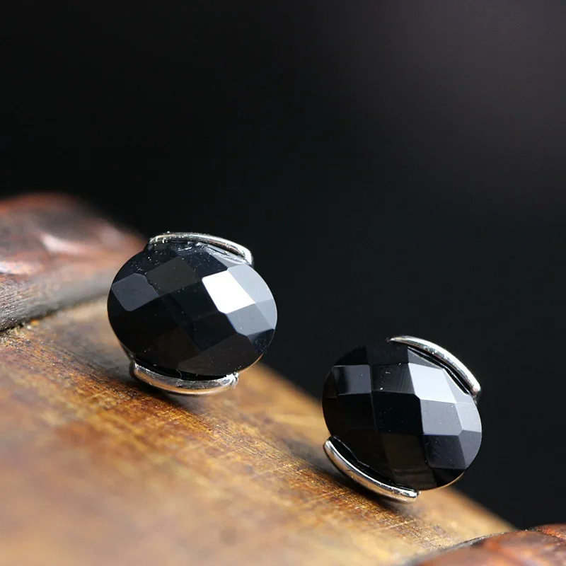 

Pavilion silver jewelry wholesale 925 Sterling Silver with Black Onyx earring lady hypoallergenic Thai Tremella jewelry