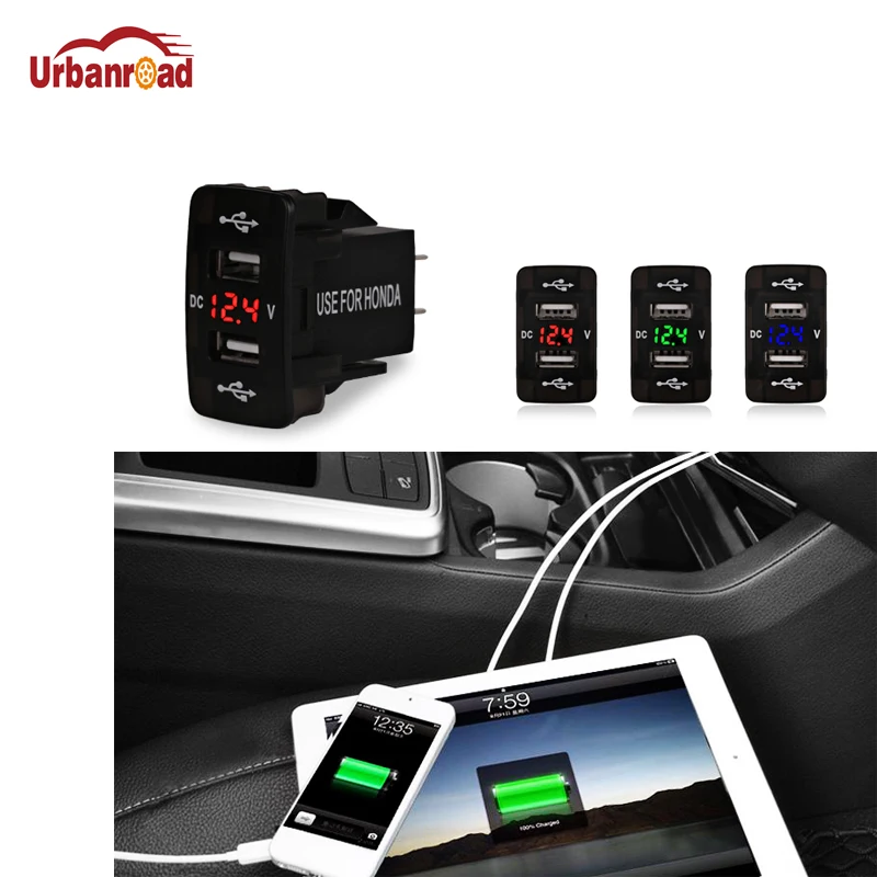 Car USB Cigarette Lighter Socket Charging 5v 2.1A Dual USB Car Charger Voltmeter Socket For Honda For All Phone MP3 12V-24V
Car USB Cigarette Lighter Socket Charging 5v 2.1A Dual USB Car Charger Voltmeter Socket For Honda For All Phone MP3 12V-24V
