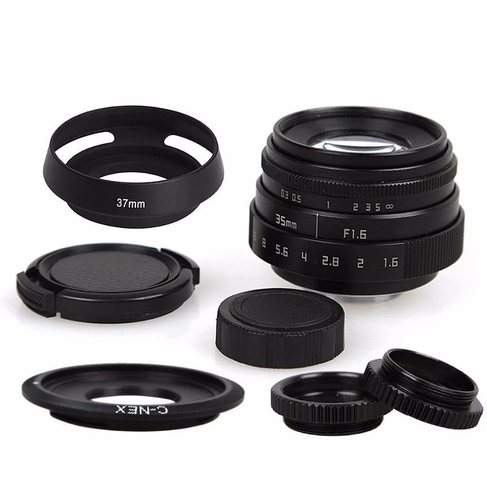 35 мм F1.6 CCTV объектив C крепление объектива камеры + бленда Комплект для Sony A6500 A6300 A5100