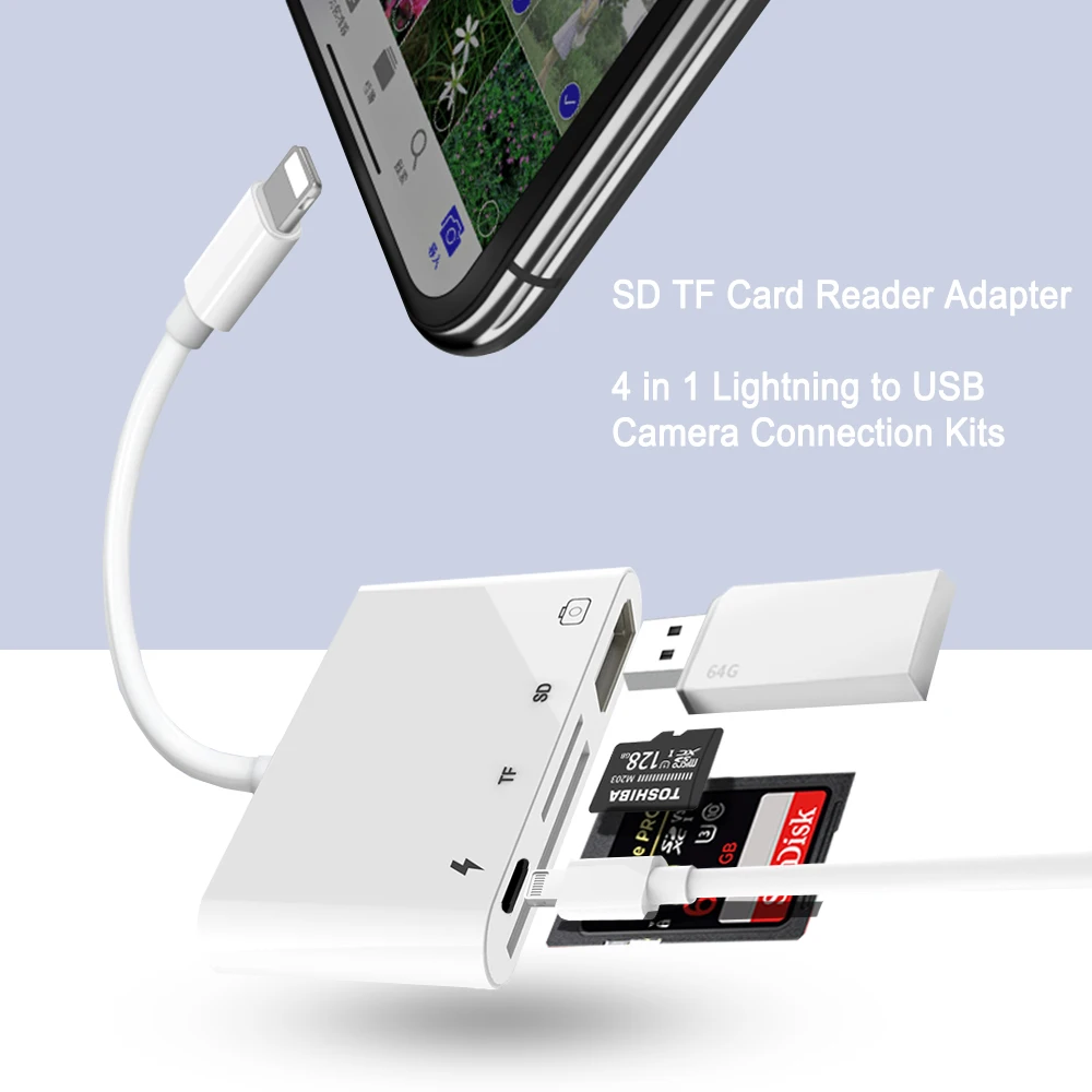 USB-устройство для чтения камер 4 в 1, OTG-кабель, SD TF-карта, комплекты для подключения камеры для iphone 12, 13, 6, 7 X, 8, 8plus, для ipad Air
USB-устройство для чтения камер 4 в 1, OTG-кабель, SD TF-карта, комплекты для подключения камеры для iphone 12, 13, 6, 7 X, 8, 8plus, для ipad Air