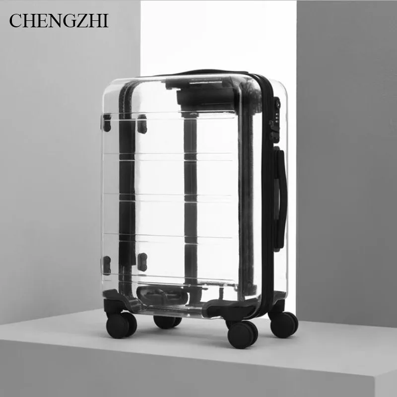 CHENGZHI20 "24" дюймовый креативный бренд Прозрачный Женский чемодан на колёсиках, масштабных дорожных чемоданов, кабина на колесах
CHENGZHI20 "24" дюймовый креативный бренд Прозрачный Женский чемодан на колёсиках, масштабных дорожных чемоданов, кабина на колесах