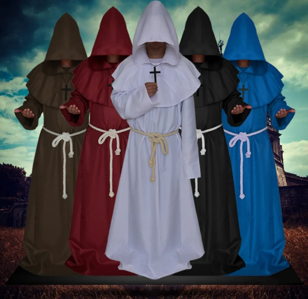 Monk Hooded Robes Cloak Cape Friar Medieval Renaissance Priest Men Unisex Cosplay Costume Gothic Long suit retro Coat For Adult
Monk Hooded Robes Cloak Cape Friar Medieval Renaissance Priest Men Unisex Cosplay Costume Gothic Long suit retro Coat For Adult