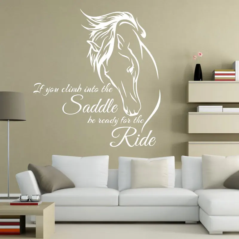 Horse Wall Decal Quotes If You Climb Into The Saddle Be Ready For Ride Equine Art Living Room Decoration A412 | Дом и сад