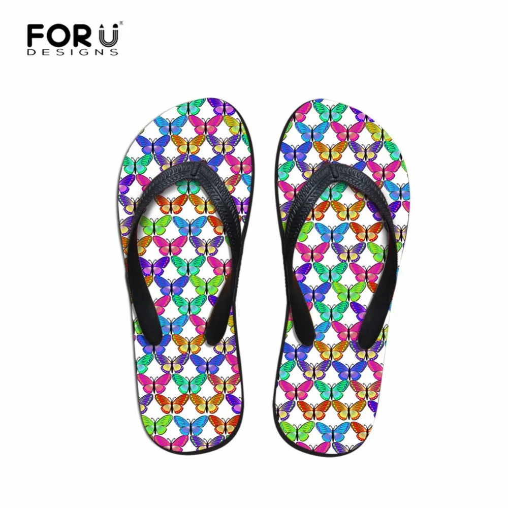 FORUDESIGNS/женские летние шлепанцы с бабочками модные удобные Вьетнамки открытым