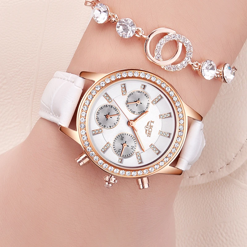 LIGE Fashion Brand Girl Diamond Dial Women Watches Luxury Golden Leather Ladies Watch Women Dress Clock Calendar relogio feminin
LIGE Fashion Brand Girl Diamond Dial Women Watches Luxury Golden Leather Ladies Watch Women Dress Clock Calendar relogio feminin