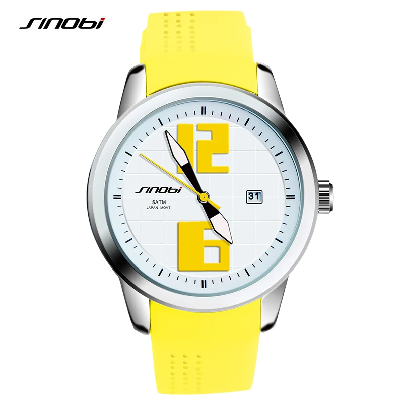 SINOBI Sport Men Watches Fashion Style Quartz Wrist Watch Breathable Silicone Strap Waterproof Calendar Military Clock Hodinky
SINOBI Sport Men Watches Fashion Style Quartz Wrist Watch Breathable Silicone Strap Waterproof Calendar Military Clock Hodinky