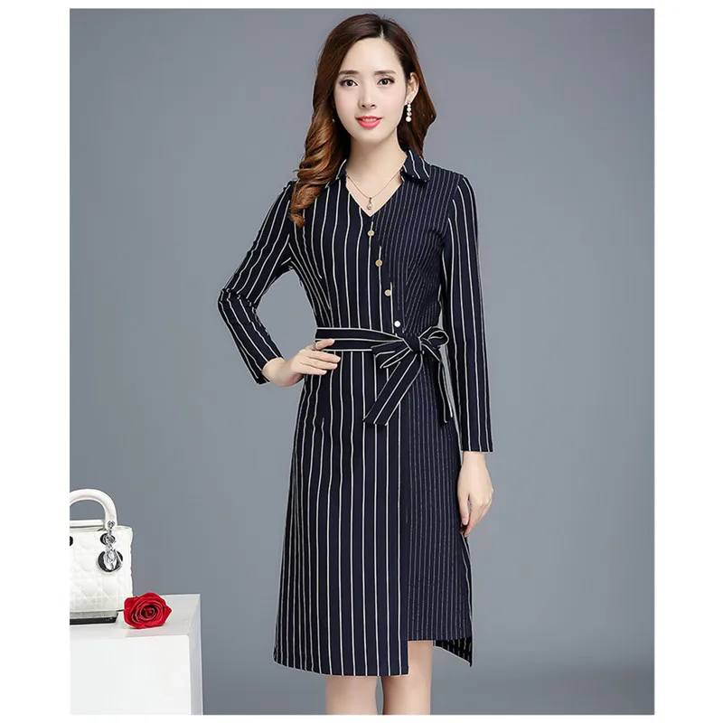 Autumn slim black dress New Large size Korean fashion clothing splice Long sleeve Striped Dress elegant Ladies dresses 5XL1021
Autumn slim black dress New Large size Korean fashion clothing splice Long sleeve Striped Dress elegant Ladies dresses 5XL1021