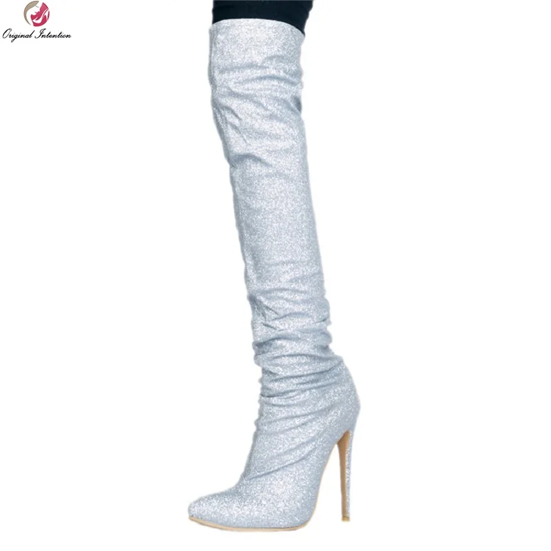 Original Intention Fashion Knee High Boots Heels Boots Pointed Toe Slim Heels Silver Shoes Woman Plus Size 4-15
Original Intention Fashion Knee High Boots Heels Boots Pointed Toe Slim Heels Silver Shoes Woman Plus Size 4-15