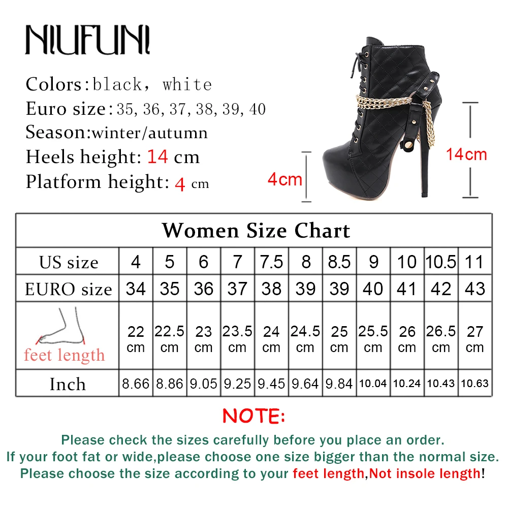 Super High Heels Women Ankle Boots Platform Heels PU Leather Thin Heel Winter Autumn Boots Cross Tie Chain Decoration Zip Closed
Super High Heels Women Ankle Boots Platform Heels PU Leather Thin Heel Winter Autumn Boots Cross Tie Chain Decoration Zip Closed