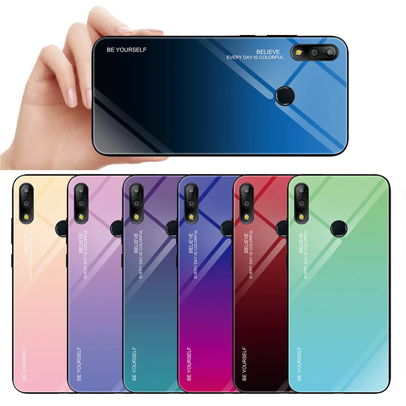 Градиентные чехлы из закаленного стекла для телефонов ASUS Zenfone Max Pro M2 M1 ZB602KL ZB601KL