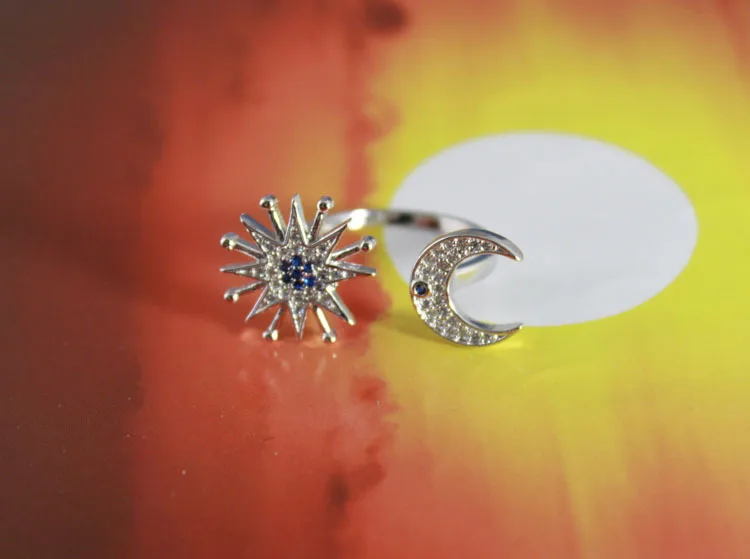 100% 925 Sterling Silver Moon Rings Full Rhinestone Open Rings Women Jewelry 2019
100% 925 Sterling Silver Moon Rings Full Rhinestone Open Rings Women Jewelry 2019