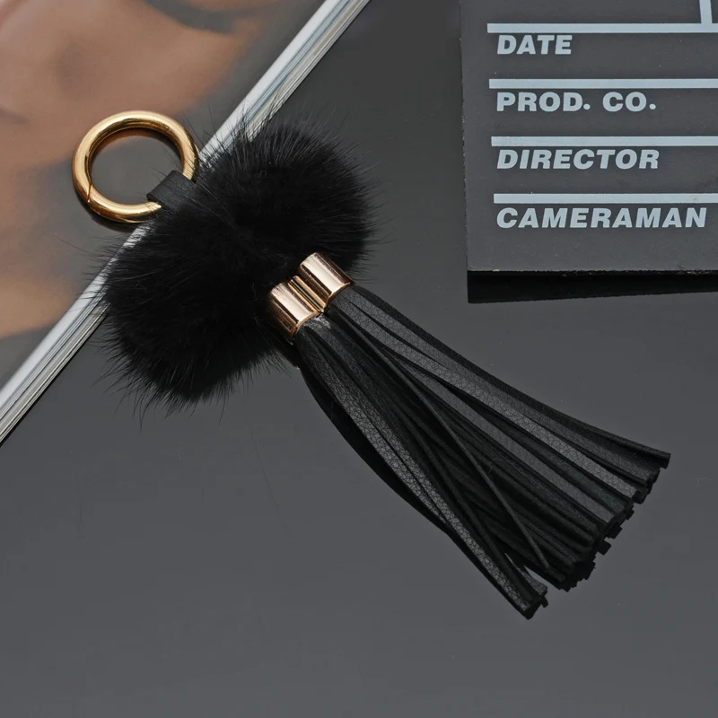 New Leather Tassels With Mink Fur Ball Key Chain With Two Tassels For Car Keychain Bag Key Ring Jewelry EH815
New Leather Tassels With Mink Fur Ball Key Chain With Two Tassels For Car Keychain Bag Key Ring Jewelry EH815