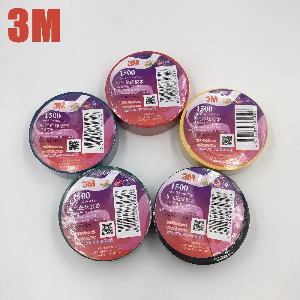 1pcs High Voltage 3M Vinyl Electrical 5 Colors Tape 1500# Leaded PVC Electrical Insulation Tape 18mm *10m*0.13mm
1pcs High Voltage 3M Vinyl Electrical 5 Colors Tape 1500# Leaded PVC Electrical Insulation Tape 18mm *10m*0.13mm