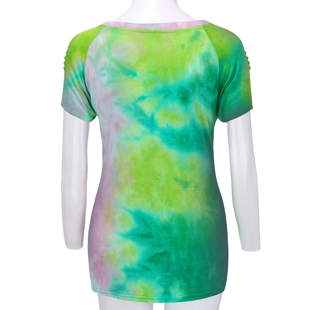 Women Shirts Cold Shoulder Tops Hollow Out T Shirt Tie Dye Fashion Tshirt Korean Clothes Tee Femme | Женская одежда