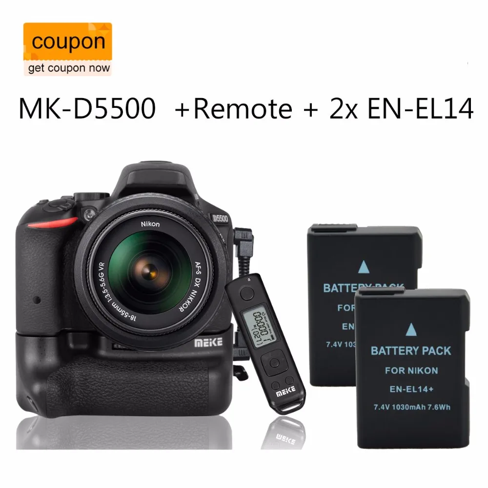 Meike MK-DR5500 DR5500 Battery Grip For Nikon D5500 2.4G Wireless Remote Control + 2 xEN-EL14
Meike MK-DR5500 DR5500 Battery Grip For Nikon D5500 2.4G Wireless Remote Control + 2 xEN-EL14