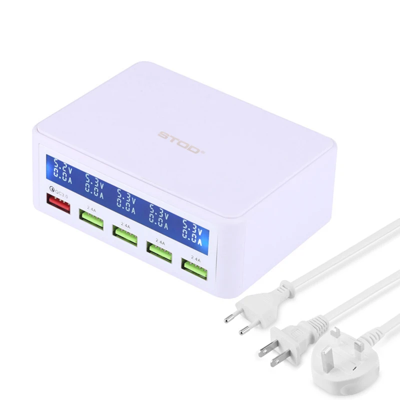 STOD Multi Port USB Charger 50W LCD Smart Display QC3.0 Fast Charging For iPhone iPad Samsung Huawei Nexus Mi DV ASUS AC Adapter
STOD Multi Port USB Charger 50W LCD Smart Display QC3.0 Fast Charging For iPhone iPad Samsung Huawei Nexus Mi DV ASUS AC Adapter
