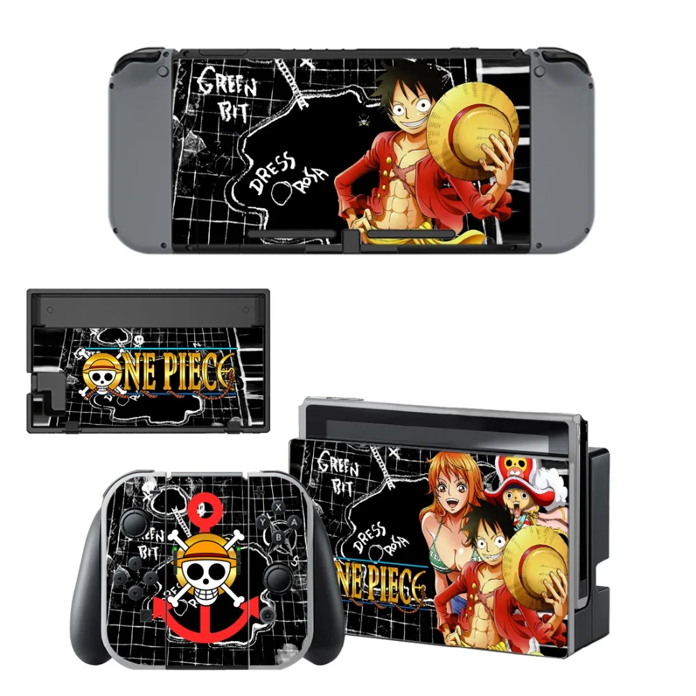 Anime One Piece Luffy Decal Skin Sticker for Nintendo Switch NS Console+Controller+Stand Holder Protective Film | Электроника