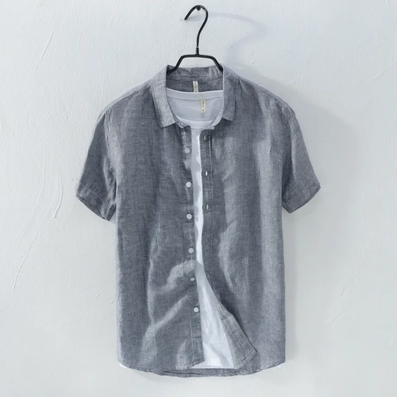 2020 Summer New Linen Camisa Manga Curta Good Quality Multi Colors Herren Hemd