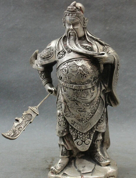 10" Chinese Silver Dragon Head Loyalism Warrior GuanGong Guan Yu God Statue metal handicraft
10" Chinese Silver Dragon Head Loyalism Warrior GuanGong Guan Yu God Statue metal handicraft