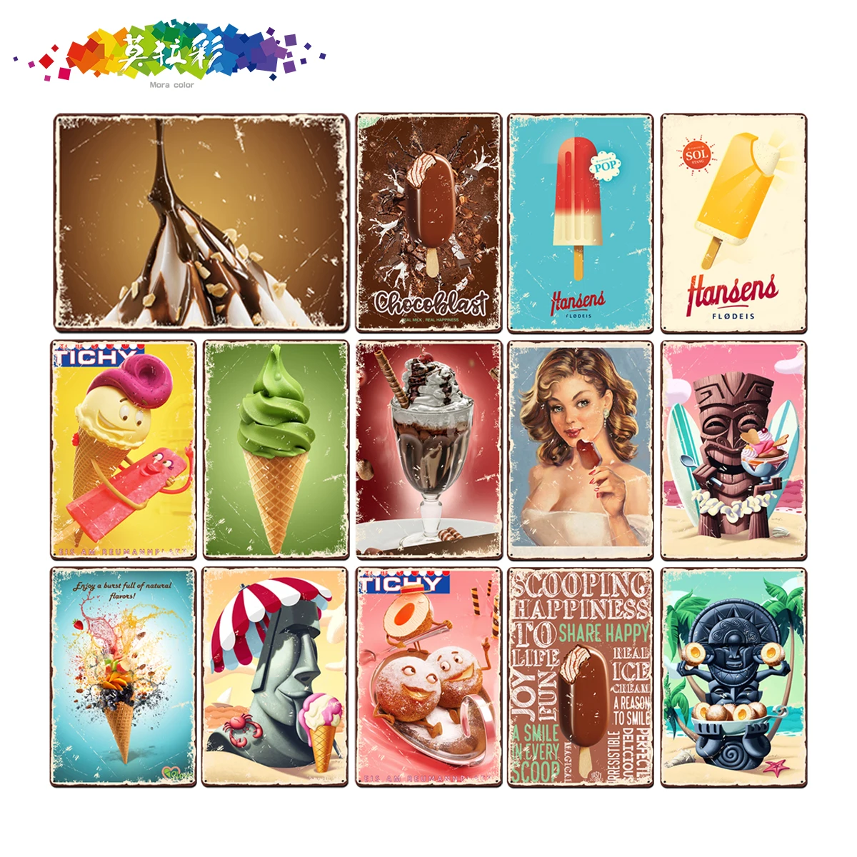 Moura color Ice cream snacks type metal sign bar wall decoration tin sign retro metal sign home decoration plaque art poster
Moura color Ice cream snacks type metal sign bar wall decoration tin sign retro metal sign home decoration plaque art poster