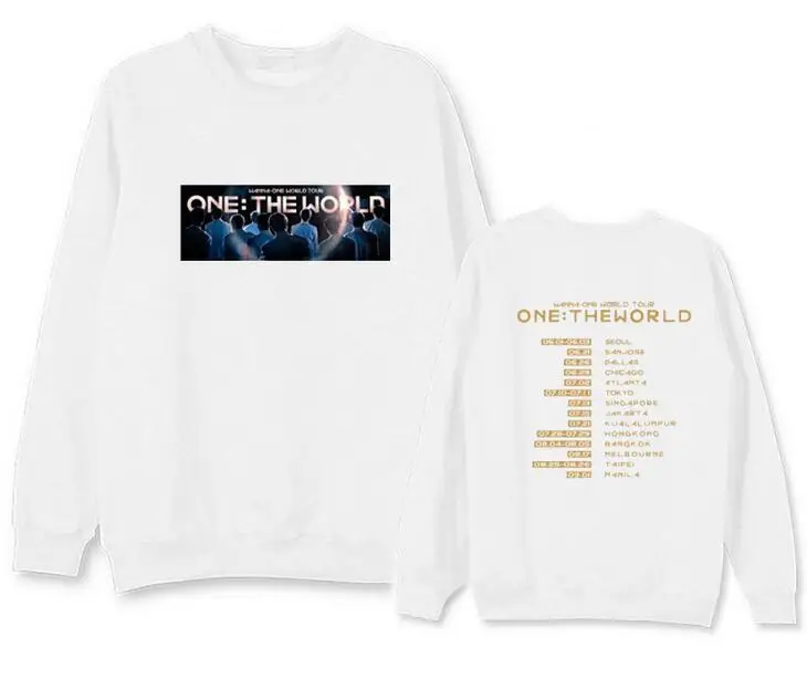 New arrival kpop wanna one concert one the world same all cities name printing o neck sweatshirt pullover unisex thin hoodies
New arrival kpop wanna one concert one the world same all cities name printing o neck sweatshirt pullover unisex thin hoodies
