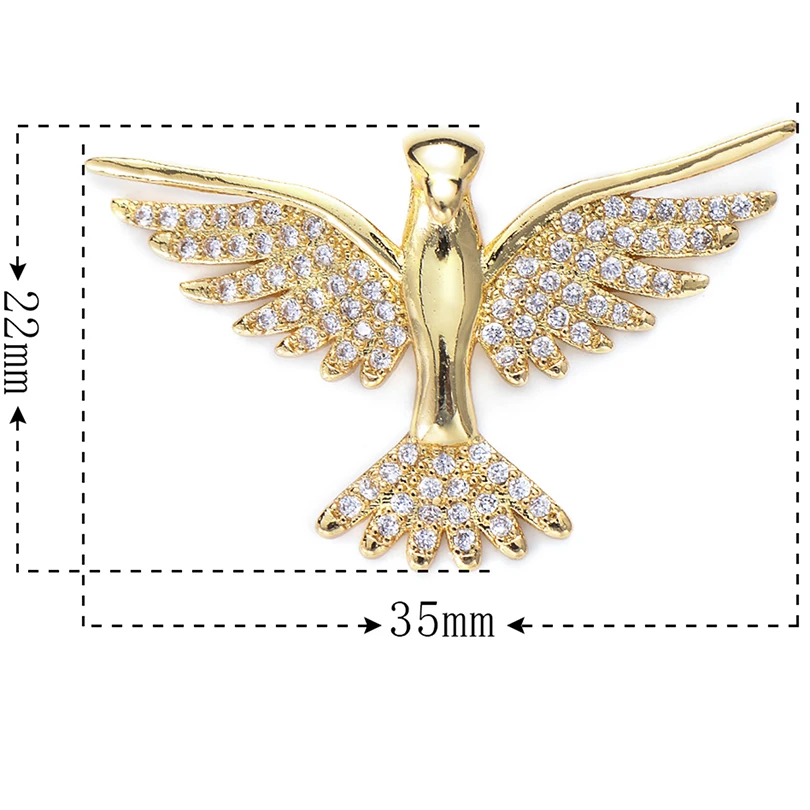 Pipitree Trendy Cubic Zirconia Flying Peace Pigeon Charm Beads fit Bracelet Pendant Necklace DIY Bird Charms Jewelry Accessories | Украшения