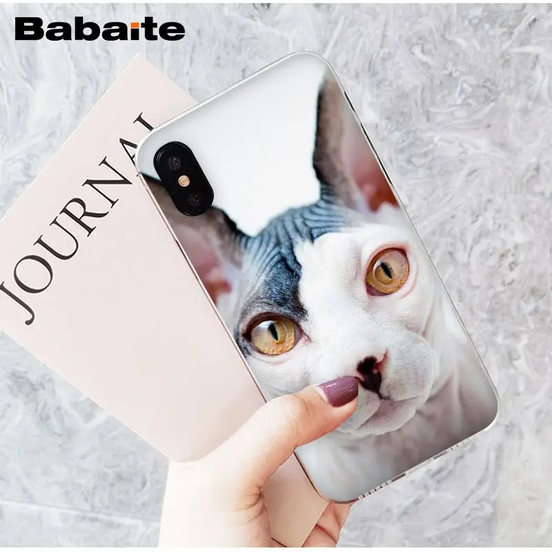Babaite sphynx cat Новое поступление Прозрачный чехол для сотового телефона Apple iPhone 8 7 6 6S