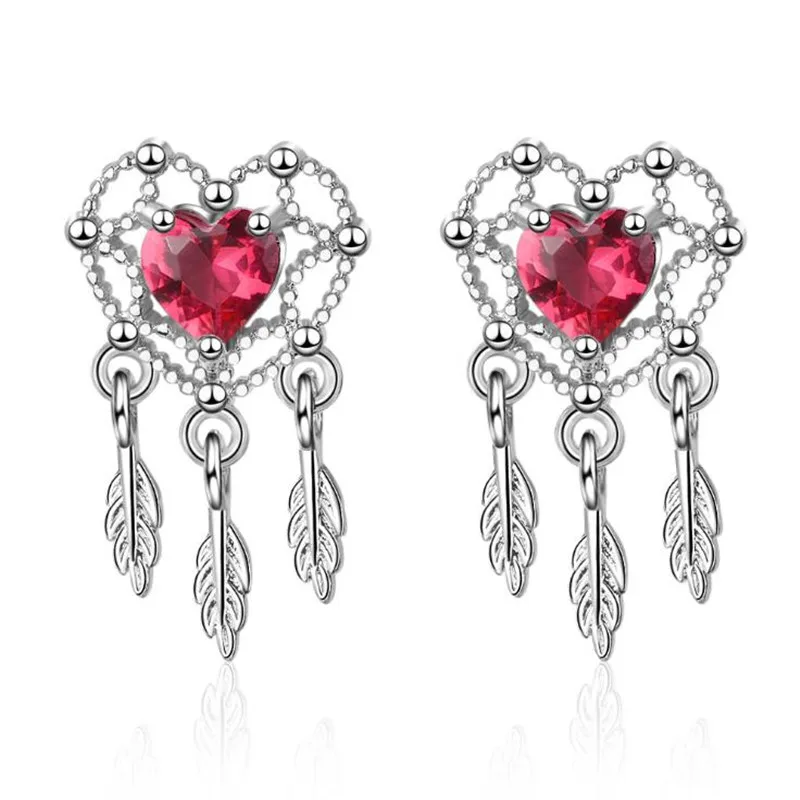 Love Heart-shaped Dream Catcher Tassel Silver Plated Jewelry Fashion Red Crystal Women Stud Earrings XZE174
Love Heart-shaped Dream Catcher Tassel Silver Plated Jewelry Fashion Red Crystal Women Stud Earrings XZE174