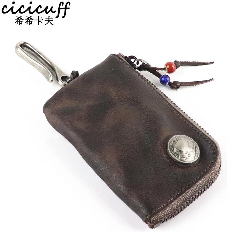 Vintage Key Case Cowhide Genuine Leather Zipper Car Keys Wallet Bag Fashion Multi-functional Household Keys Housekeeper Holders
Vintage Key Case Cowhide Genuine Leather Zipper Car Keys Wallet Bag Fashion Multi-functional Household Keys Housekeeper Holders