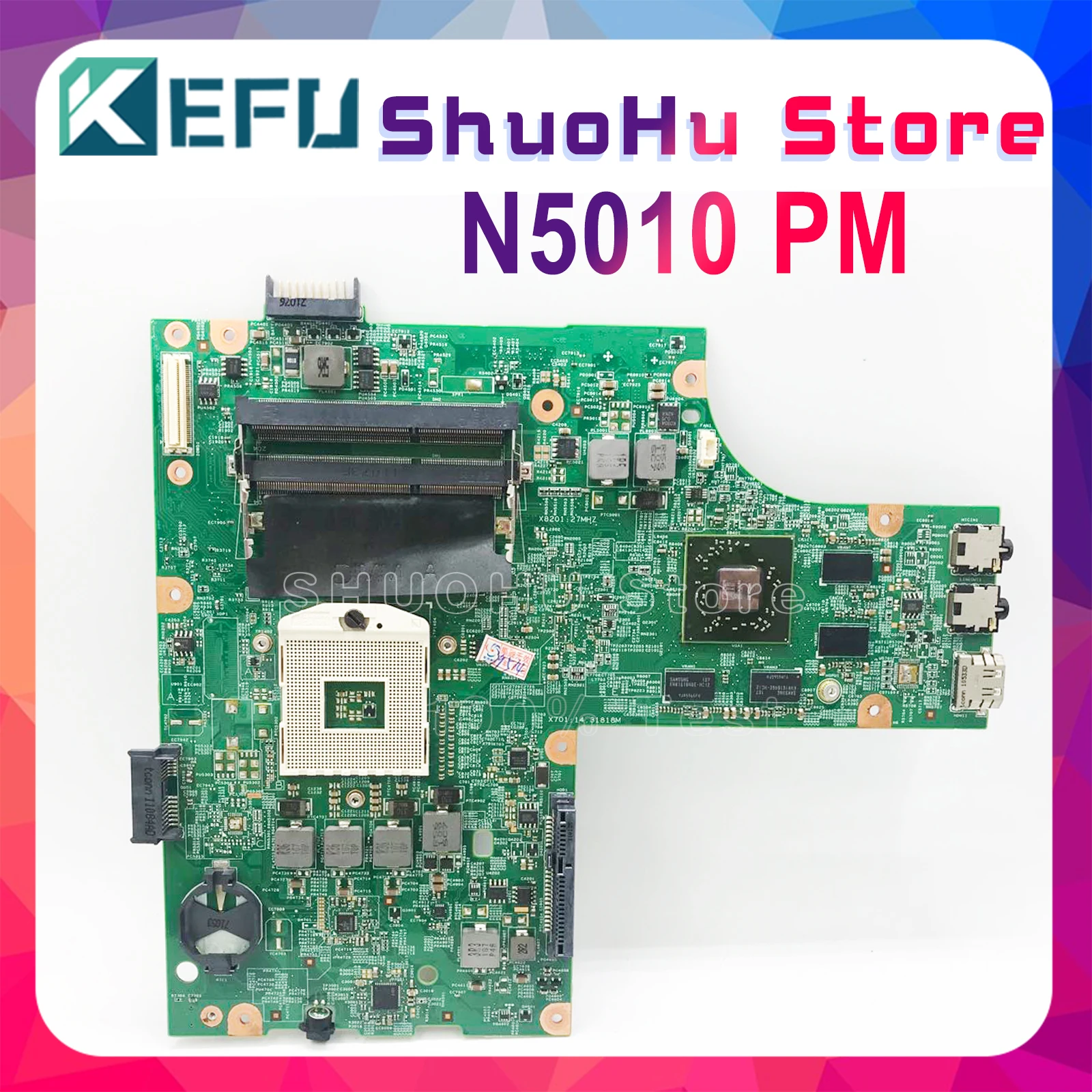 

KEFU 09909-1 For DELL inspiron N5010 CN-0VX53T CN-052F31 09909-1 48.4HH01.011 HM57 HD5650 GPU original Test Motherboard
