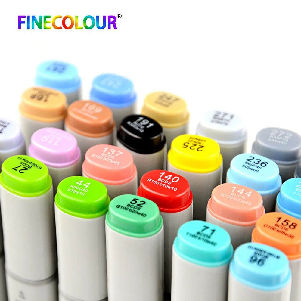 Фломастеры на спиртовой основе Finecolour EF100 двусторонние фломастеры для