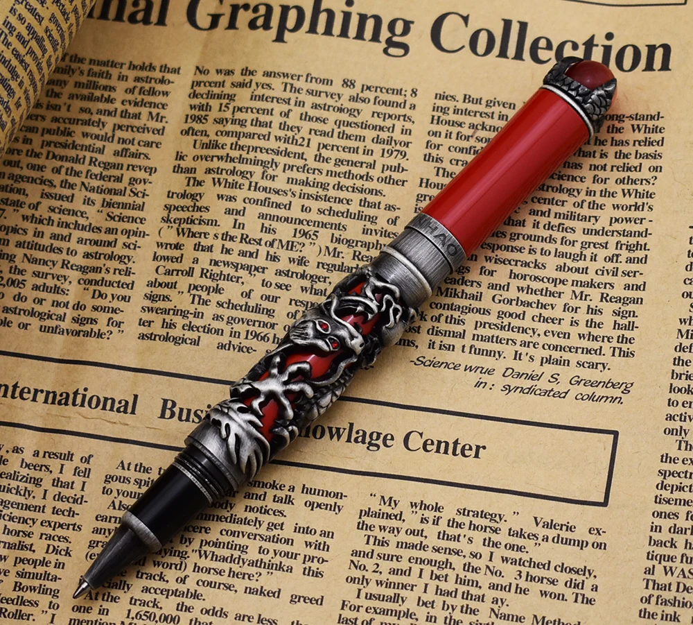New Jinhao Dragon King Vintage Rollerball Pen, Unique Metal Embossing Hi-tech, Gray & Red Cap Business Office Home Supplies
New Jinhao Dragon King Vintage Rollerball Pen, Unique Metal Embossing Hi-tech, Gray & Red Cap Business Office Home Supplies