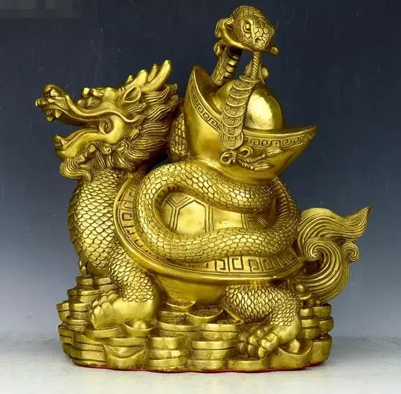 28 5 см Feng Shui чистый медное чудовище чистой меди зодиака змея диск дракон черепаха