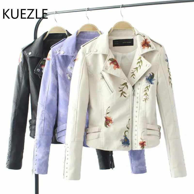 abrigo Women Floral Print Embroidery Faux Soft Leather Jacket Coat Turn-down Collar Casual Pu Motorcycle Black Punk Outerwear
abrigo Women Floral Print Embroidery Faux Soft Leather Jacket Coat Turn-down Collar Casual Pu Motorcycle Black Punk Outerwear