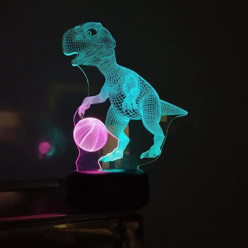 Led 3d Динозавр баскетбольное видение маленькие ночные светильники креативные