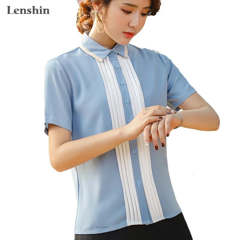 Lenshin Bouffancy Shirt Office Lady Style Short Sleeve Blouse Slim Summer Wear Women Clothes Top Female
Lenshin Bouffancy Shirt Office Lady Style Short Sleeve Blouse Slim Summer Wear Women Clothes Top Female