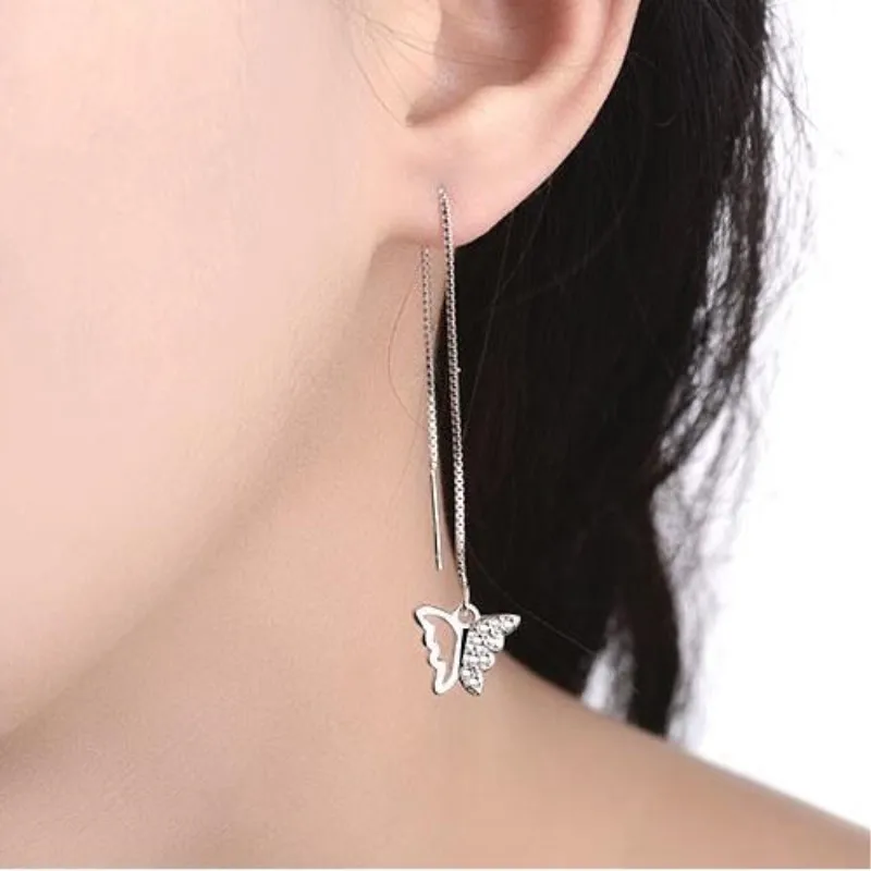 Long Section Of 925 Sterling Silver Jewelry Tassel Personality Butterfly Female Crystal Temperament Gift Dangle Earrings SE337
Long Section Of 925 Sterling Silver Jewelry Tassel Personality Butterfly Female Crystal Temperament Gift Dangle Earrings SE337