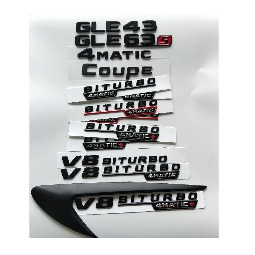 Black Letters GLE43 GLE53 GLE63 V8 BITURBO 4MATIC+ Fender Trunk Tailgate Emblems Badges for Mercedes Benz AMG W166 W167 C292
Black Letters GLE43 GLE53 GLE63 V8 BITURBO 4MATIC+ Fender Trunk Tailgate Emblems Badges for Mercedes Benz AMG W166 W167 C292