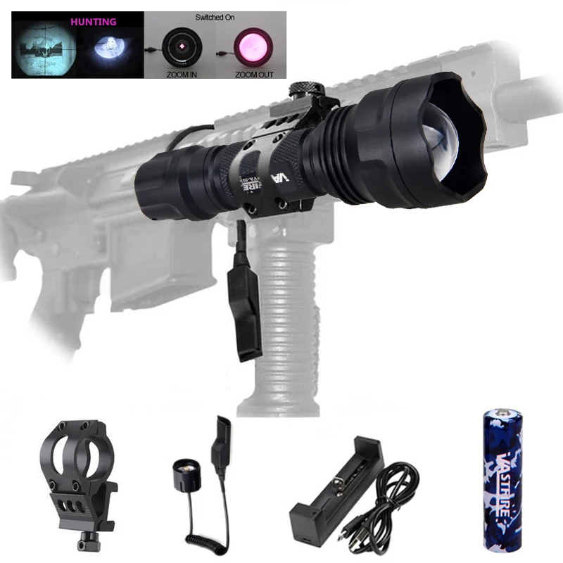 Led Tactical Hunting Weapon Light Zoomable 5W/7W IR 850nm/940nm Night Vision Infrared Radiation Gun Flashlight+18650+Usb Charger
Led Tactical Hunting Weapon Light Zoomable 5W/7W IR 850nm/940nm Night Vision Infrared Radiation Gun Flashlight+18650+Usb Charger