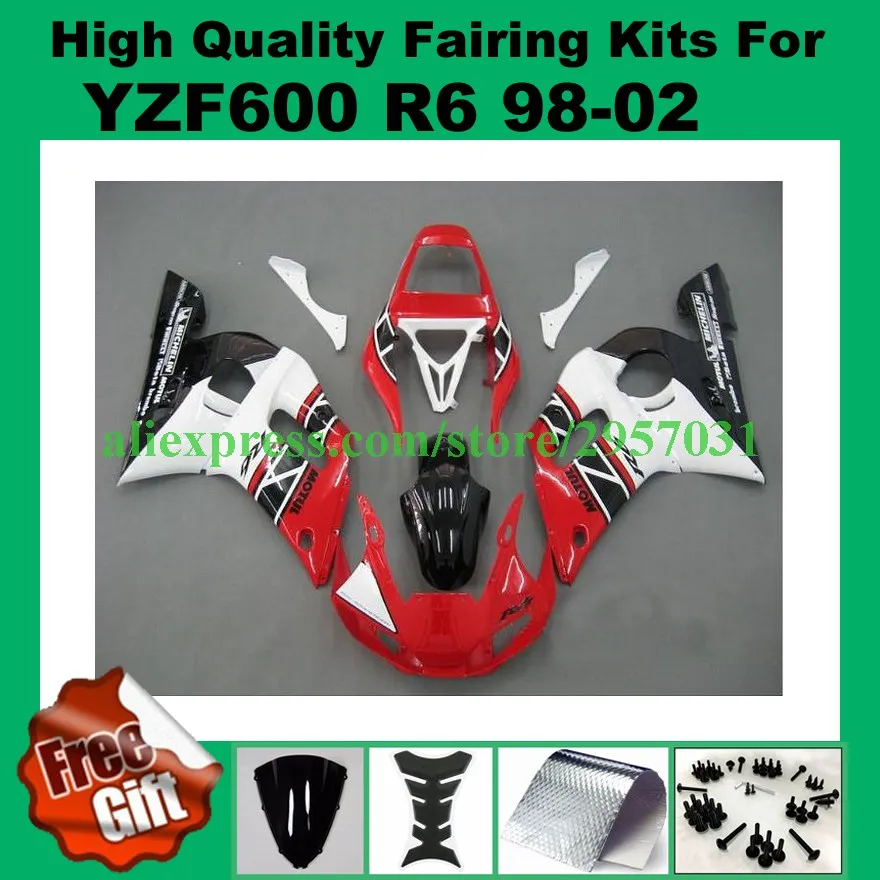Free screws+gifts Motorcycle fairing fit for YAMAHA YZF R6 98 99 00 01 02 Red White 1998 1999 2000 2001 2002 fairings kits
Free screws+gifts Motorcycle fairing fit for YAMAHA YZF R6 98 99 00 01 02 Red White 1998 1999 2000 2001 2002 fairings kits