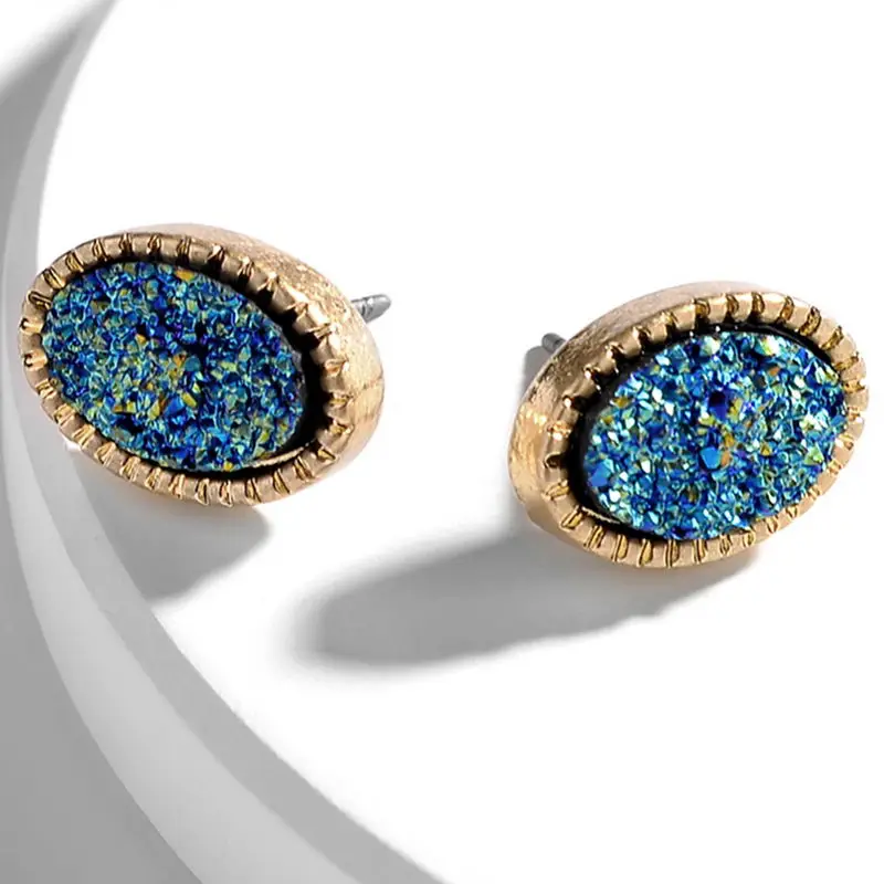 ZWPON 2020 New Mini Oval Resin Druzy Stud Earrings Fashion Famous Brand Designer Jewelry Wholesale
ZWPON 2020 New Mini Oval Resin Druzy Stud Earrings Fashion Famous Brand Designer Jewelry Wholesale