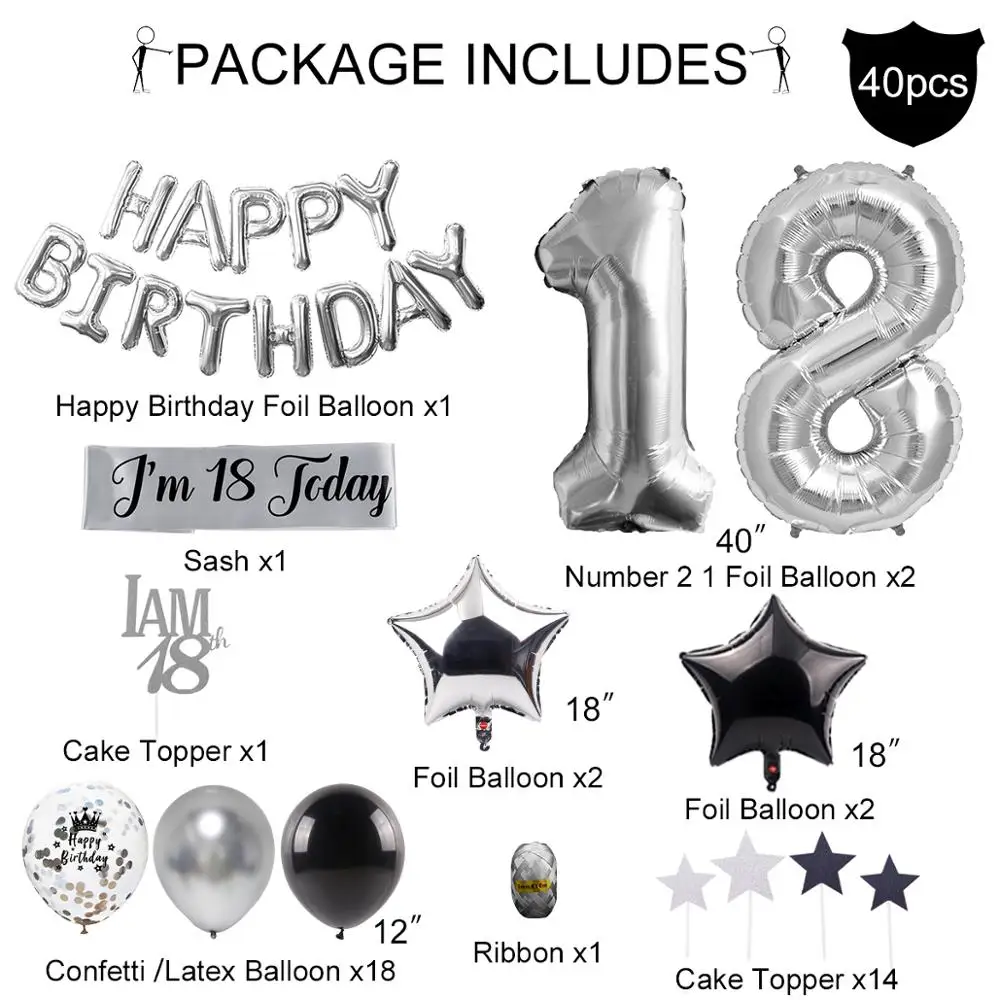 Frigg Silver Metal 18th Birthday Balloons Happy 18 Birthday Party Number Balloon For Adult Birthday Party Decoration 40Pcs
Frigg Silver Metal 18th Birthday Balloons Happy 18 Birthday Party Number Balloon For Adult Birthday Party Decoration 40Pcs
