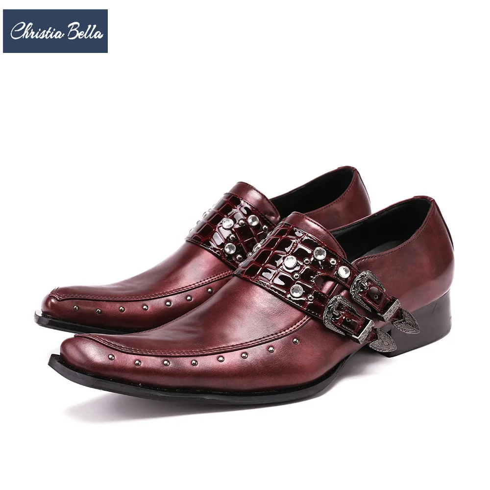 Christia Bella Fashion Buckle Rhinestone Men Dress Shoes Red Genuine Leather Party Formal Shoes Plus Size Male Business Footwear
Christia Bella Fashion Buckle Rhinestone Men Dress Shoes Red Genuine Leather Party Formal Shoes Plus Size Male Business Footwear