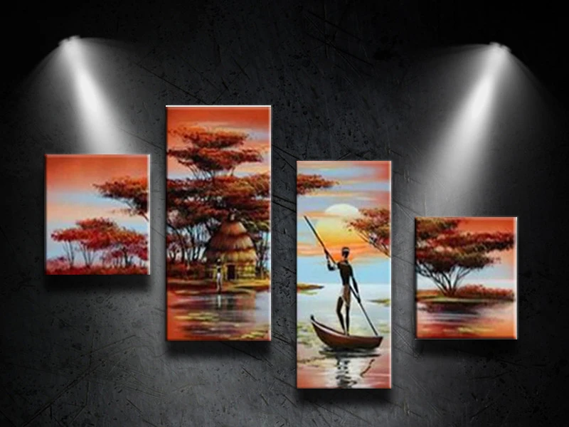 High Q Hand-painted Modern Sunrise Rowing Landscape Abstract oil painting On the Canvas Wall Art For Home Decoration 4pcs/set
High Q Hand-painted Modern Sunrise Rowing Landscape Abstract oil painting On the Canvas Wall Art For Home Decoration 4pcs/set