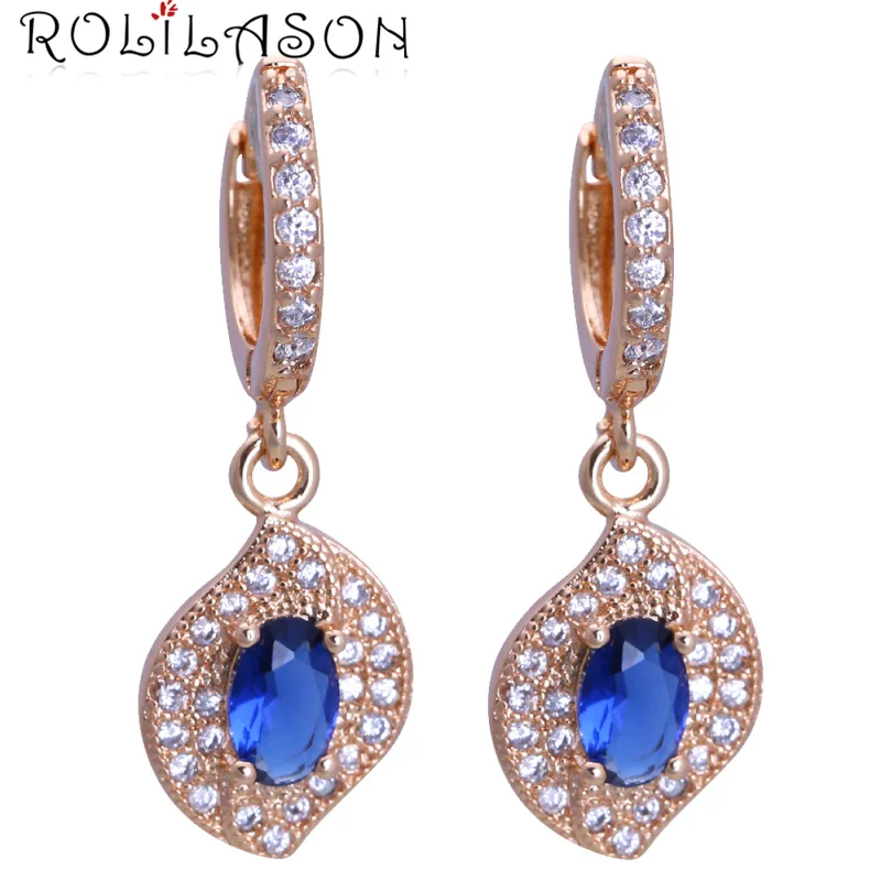 Серьги ROLILASON с кристаллами нежные свадебные ювелирные украшения из циркония
