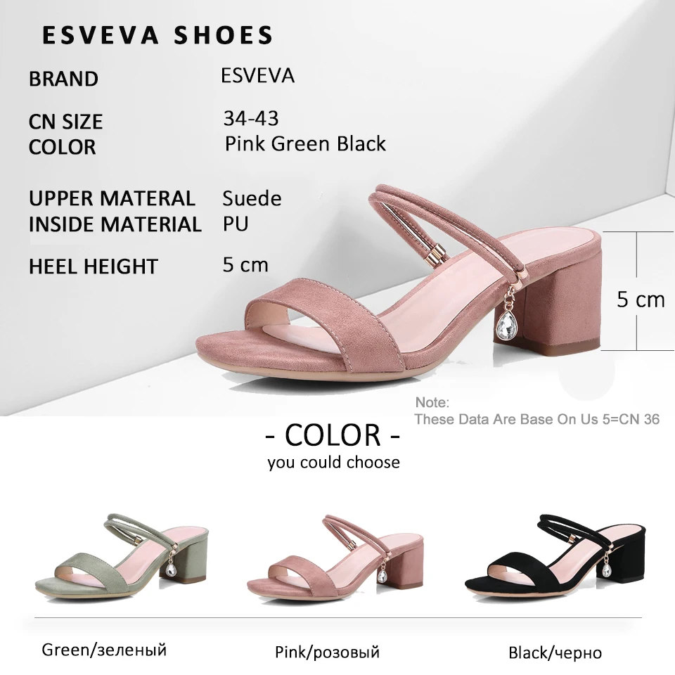 ESVEVA 2018 Women Sandals Slip on Square High Heels Sandals Suede PU Summer Simple and Fashion Slingback Shoes Women Size 34-43
ESVEVA 2018 Women Sandals Slip on Square High Heels Sandals Suede PU Summer Simple and Fashion Slingback Shoes Women Size 34-43