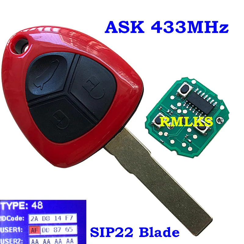 New 3 Button Remote Car Key Fob ASK 433Mhz ID48 Chip SIP22 Blade for Ferrari 458 Italia California 2010-2014 FF 599 GTB
New 3 Button Remote Car Key Fob ASK 433Mhz ID48 Chip SIP22 Blade for Ferrari 458 Italia California 2010-2014 FF 599 GTB