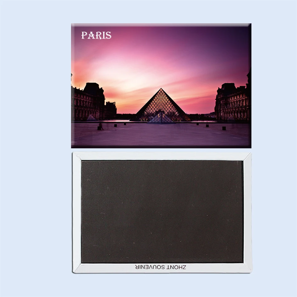 

Louvre glass pyramid sunset Paris 22912 Travel fridge magnets gifts for friends