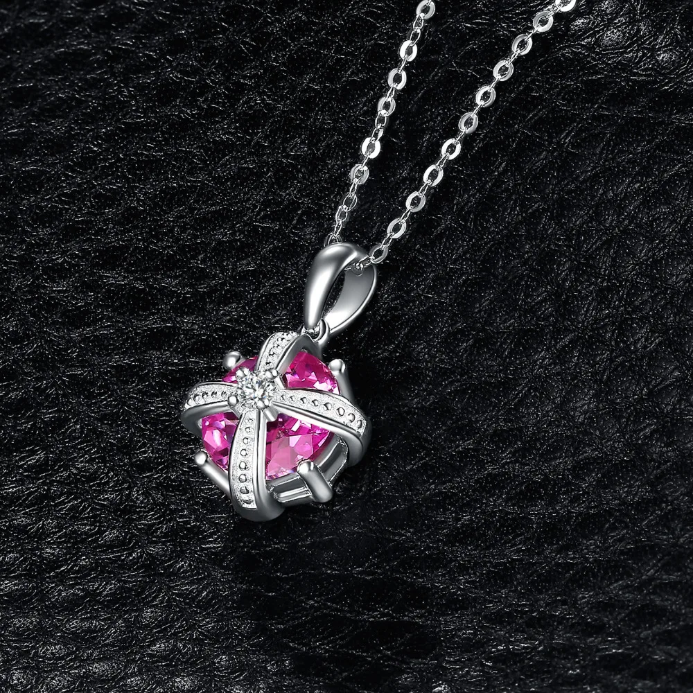 JewelryPalace Аутентичные 925 Серебряный 4ct создано розовый сапфир Мода Корона Подвески